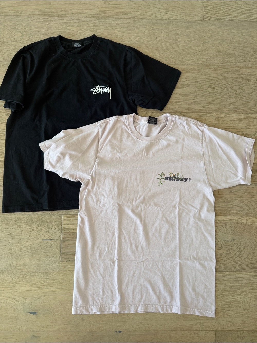 Stussy Black & Light Pink Graphic Short-Sleeve Tees Set